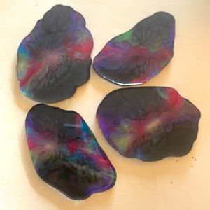 Handmade galaxy pour resin coaster set